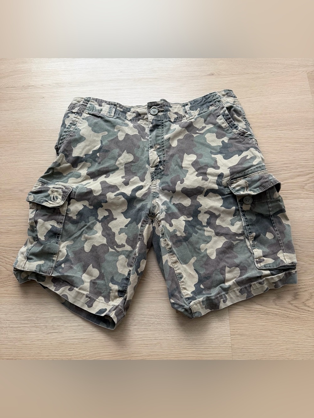 Sonoma Shorts Mens Size 36 Camo Cargo Pockets Ripstop Flat Front